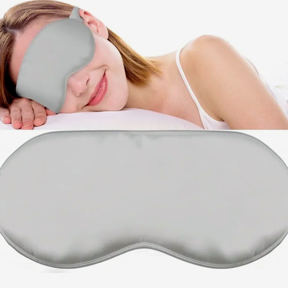 Silver Sleep Mask With Bag 100% Silk